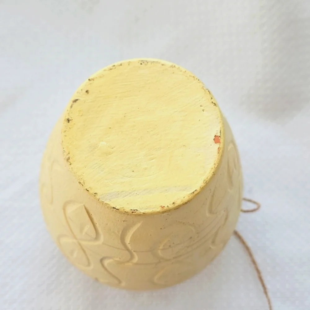 Southwestern Style Terra Cota Painted Yellow Vase With Rope Accent 6